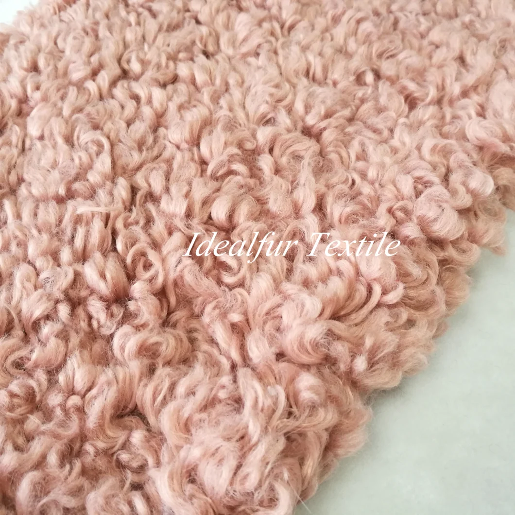 Peach Super Curly Imitation Wool Fake Fur